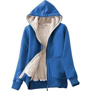 Women's Kleinblue Casual Full Zip Sherpa Lined Hoodie Sweatshirt Jacket Coat